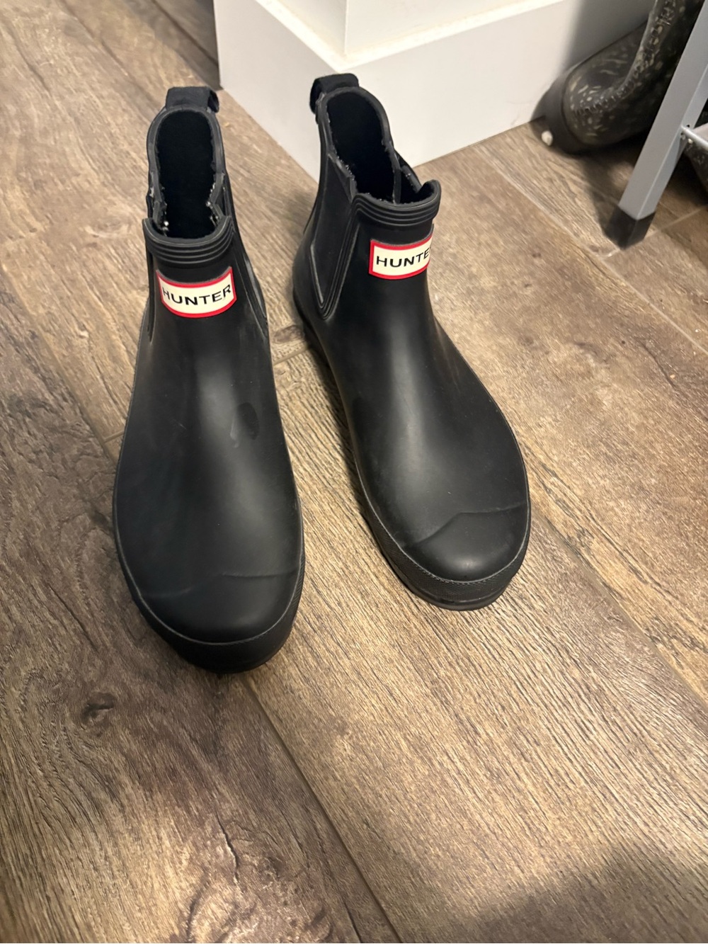 Hunter Black Chelsea Short Rain Boots with Logo